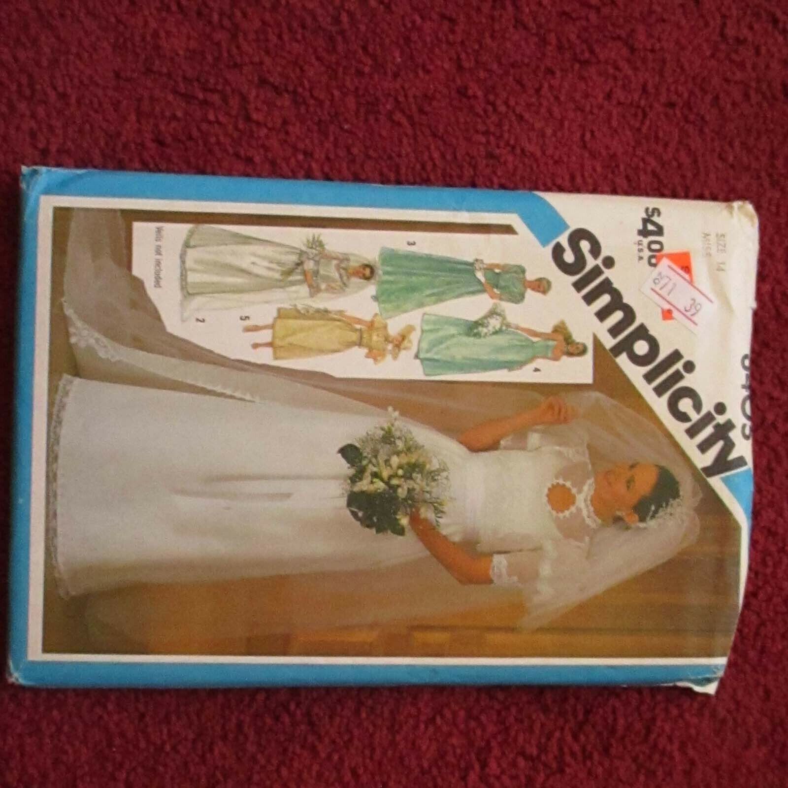 1984 Simplicity 6405 Vtg 80\'s Wedding Bridal Dress Gown & Jacket 14 MISS Uncut