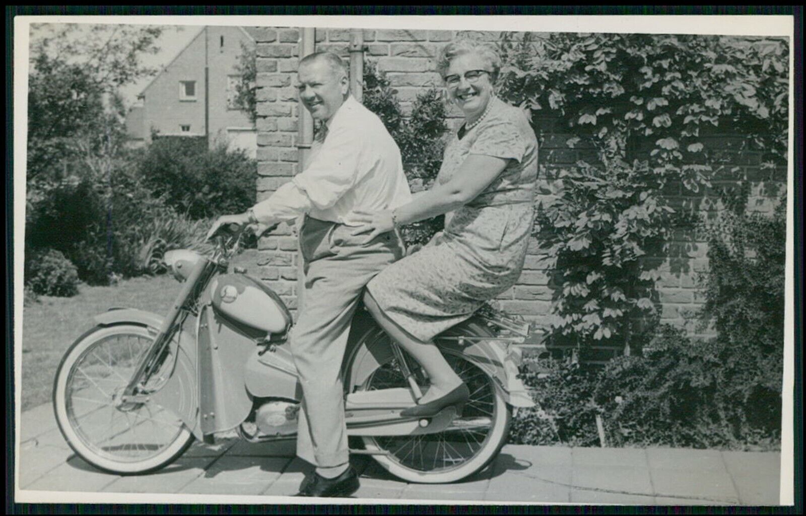 Motorcycle Dutch Holland Sparta Moped original old 1940-50s Real Photo postcard