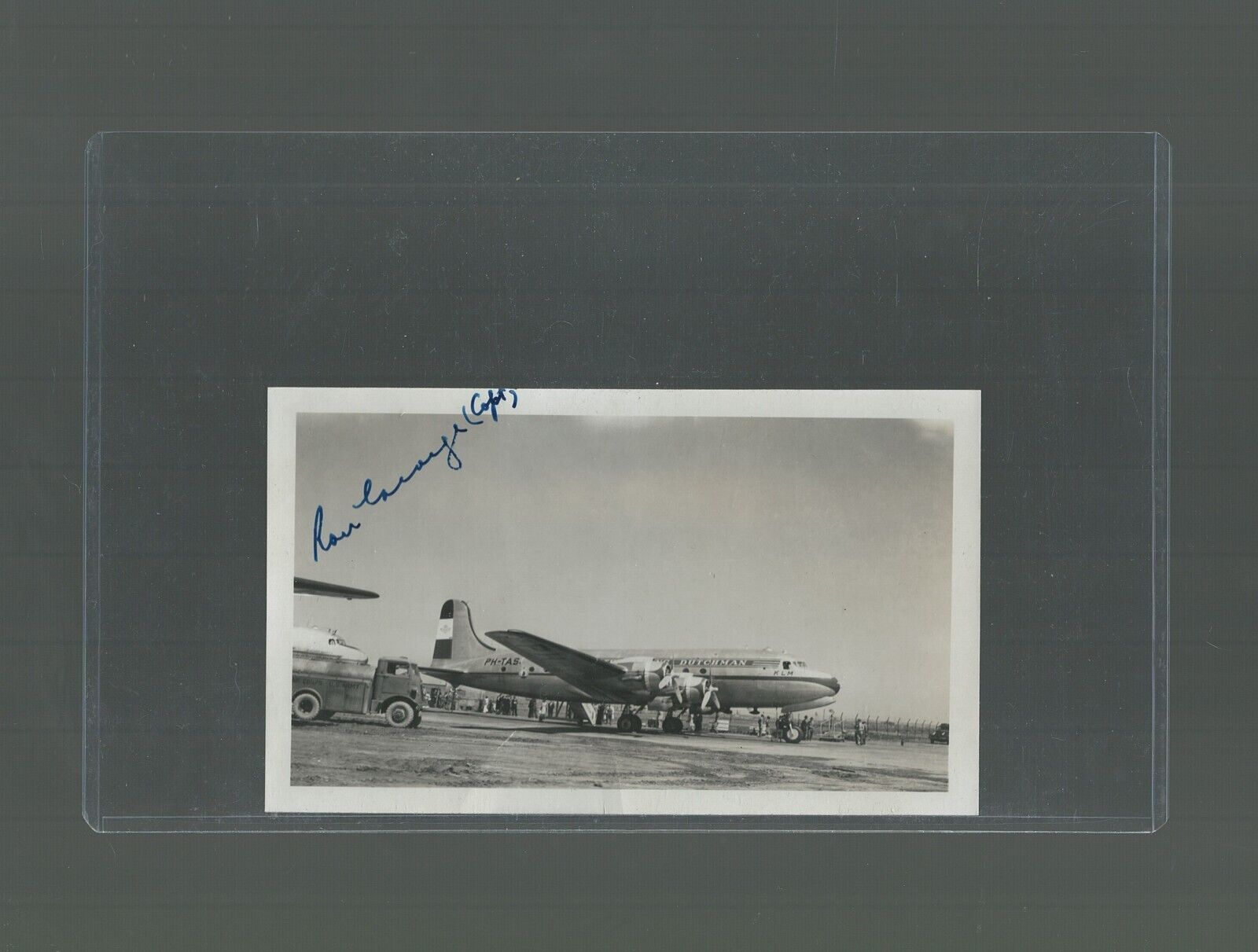 KLM Photo 1947 The Flying Dutchman Loading signed by Captain Ron George