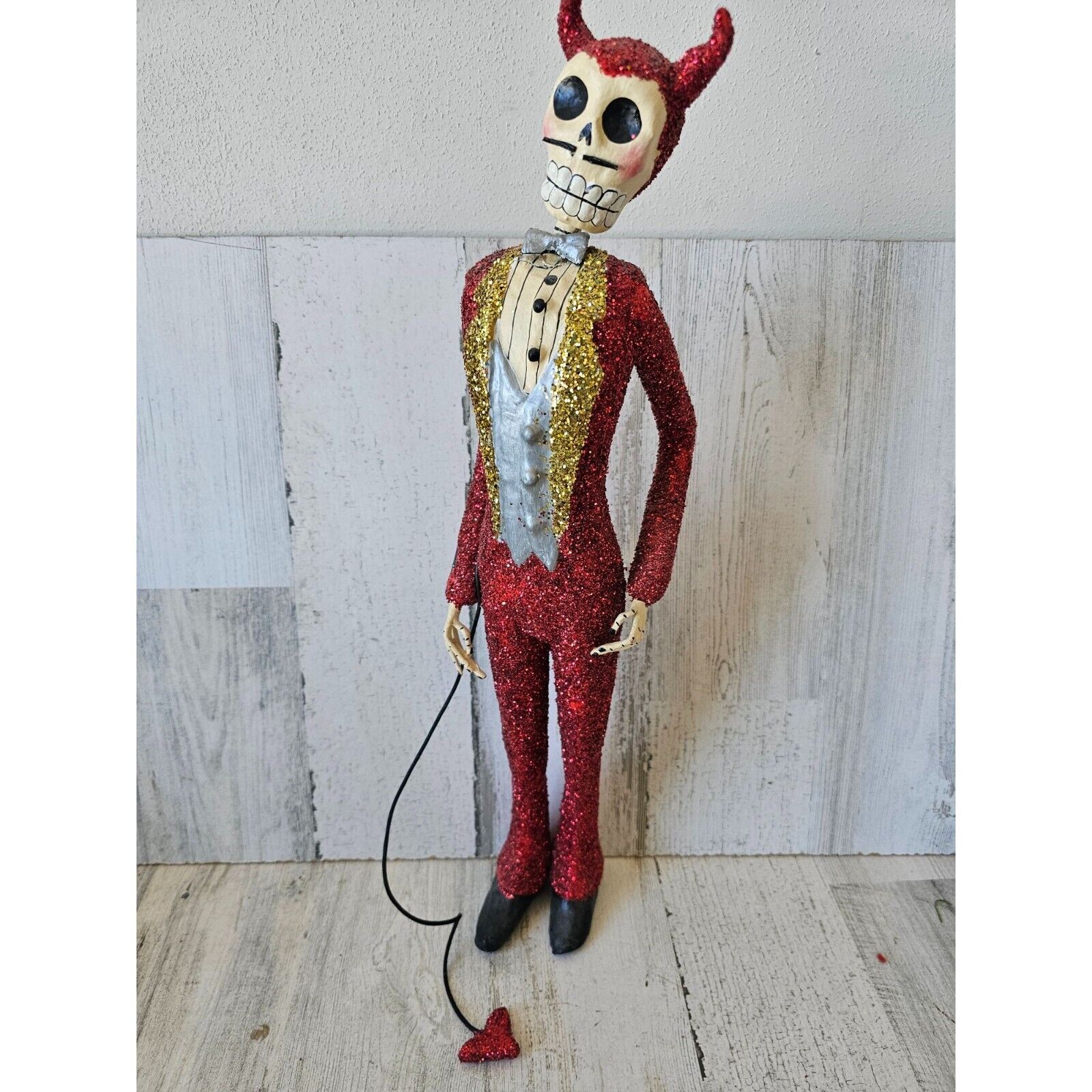 vallerta folk art mexico glitter devil tuxedo unique vintage statue figurine Hal