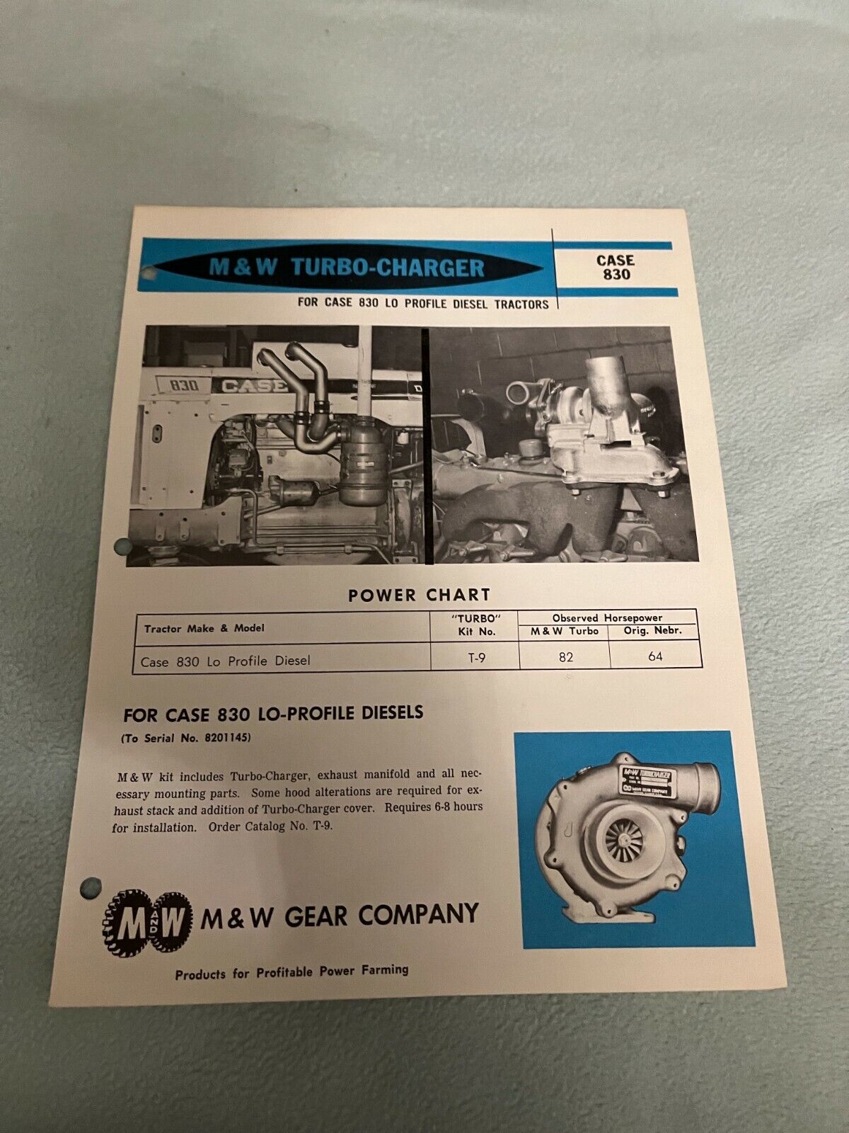 M&W Turbo Charger for Case 830 Tractor Brochure FCCA 
