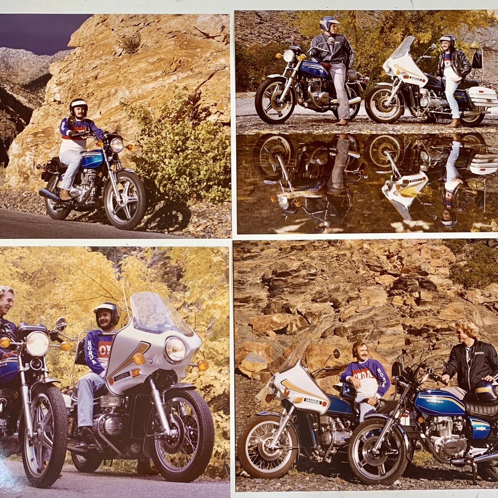 VTG 1970’s Honda Street Bikes Gold Wing, Fall Canyon Ride Photo Lot Of 4, 8”x10”
