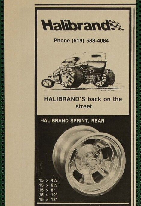 Halibrand Sprint Wheels Knock Offs Independent Rear End Vintage Print Ad 1985