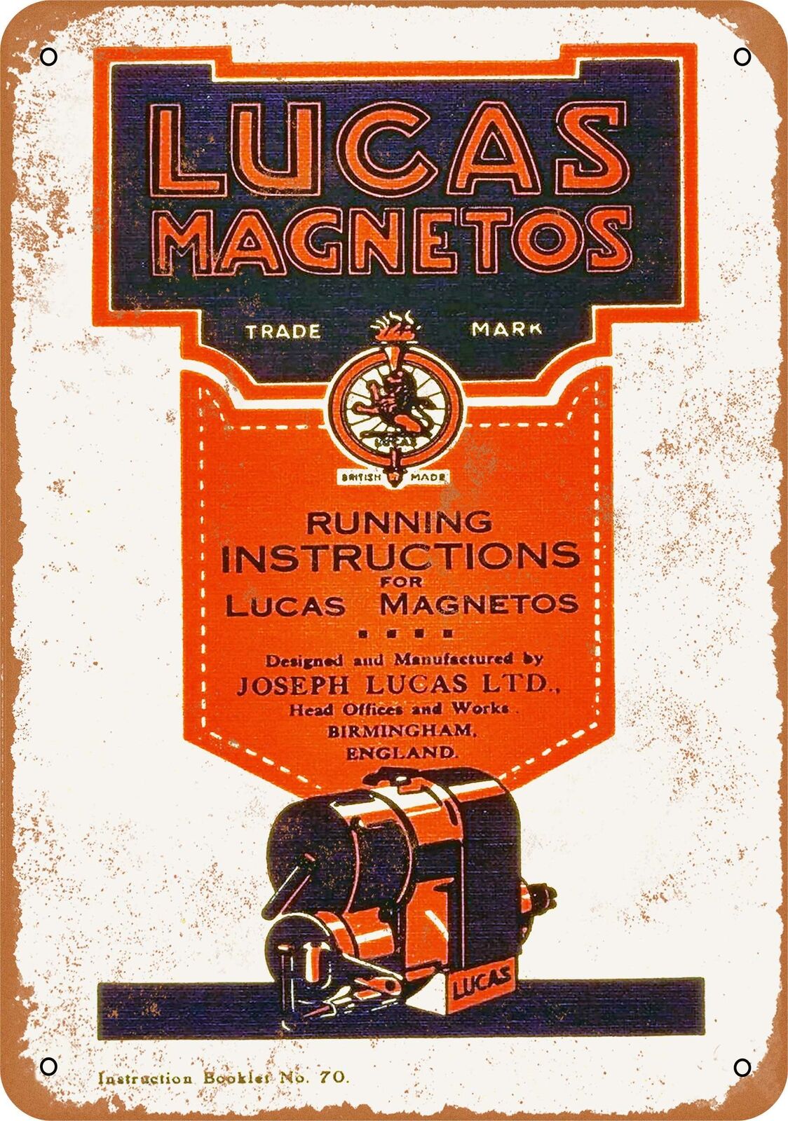 Metal Sign - 1913 Lucas Magnetos - Vintage Look Reproduction