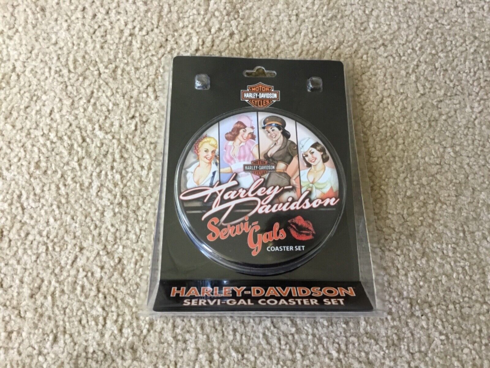 Harley Davidson Servi-gal tin coaster set