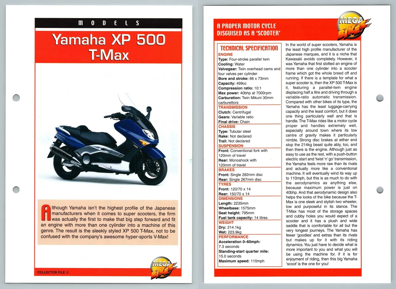 Yamaha XP 500 T-Max - Models - Mega Bikes Hachette Card