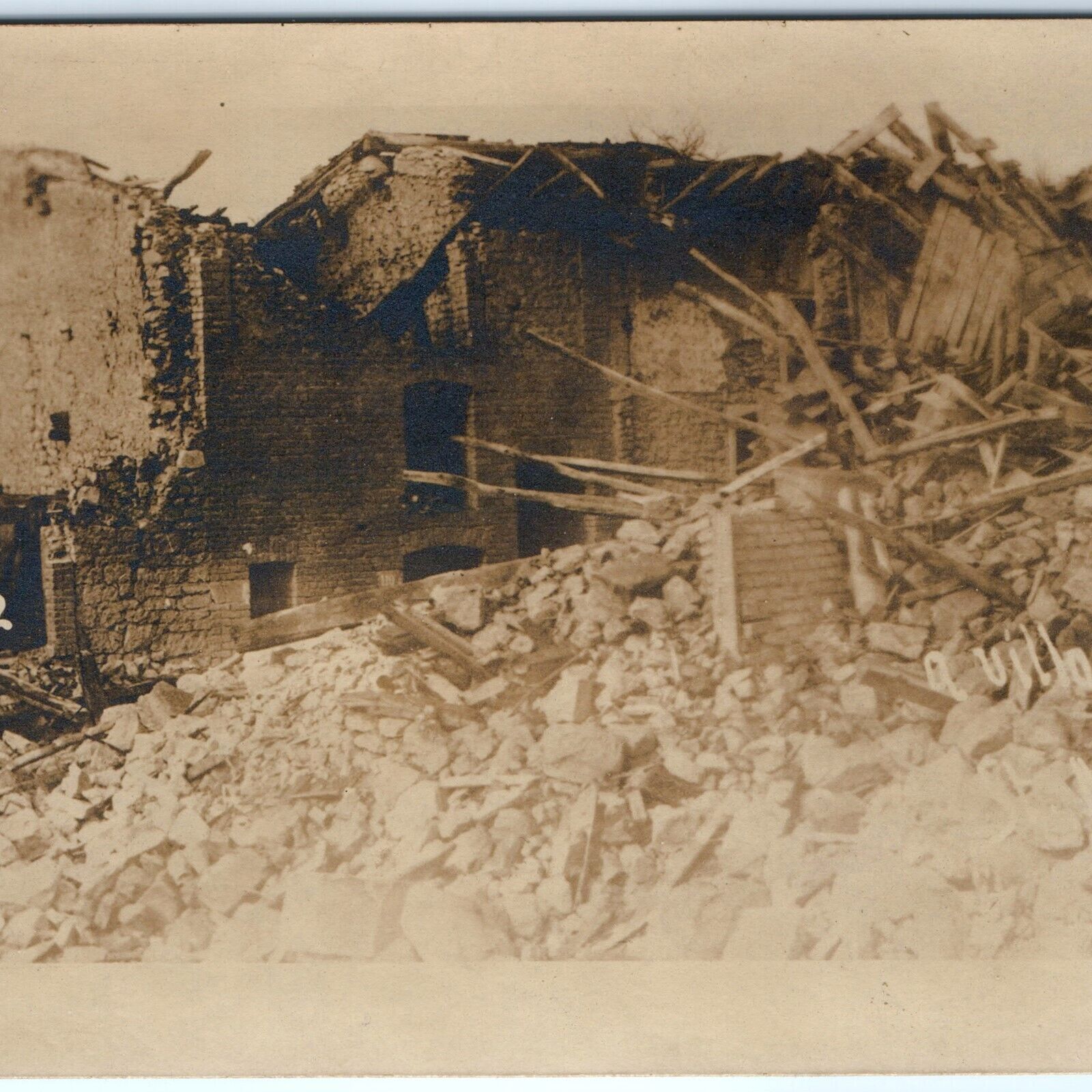 c1918 WWI Near St. Mihiel, France RPPC Village House Battle Ruins PC German A161