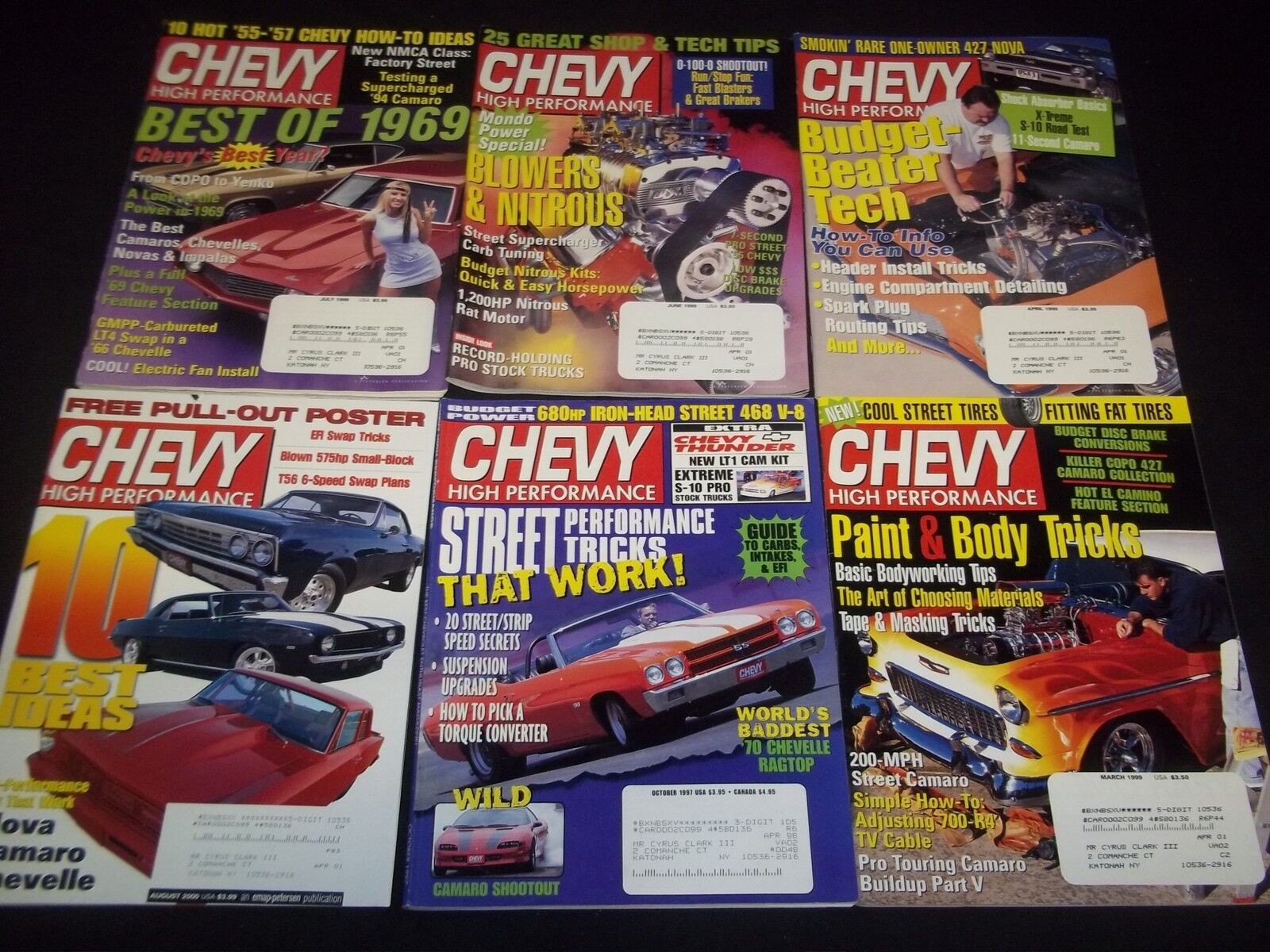 1980S-2000S CHEVY HIGH PERFORMANCE MAGAZINE LOT OF 24 ISSUES - CAR COVER - M 708