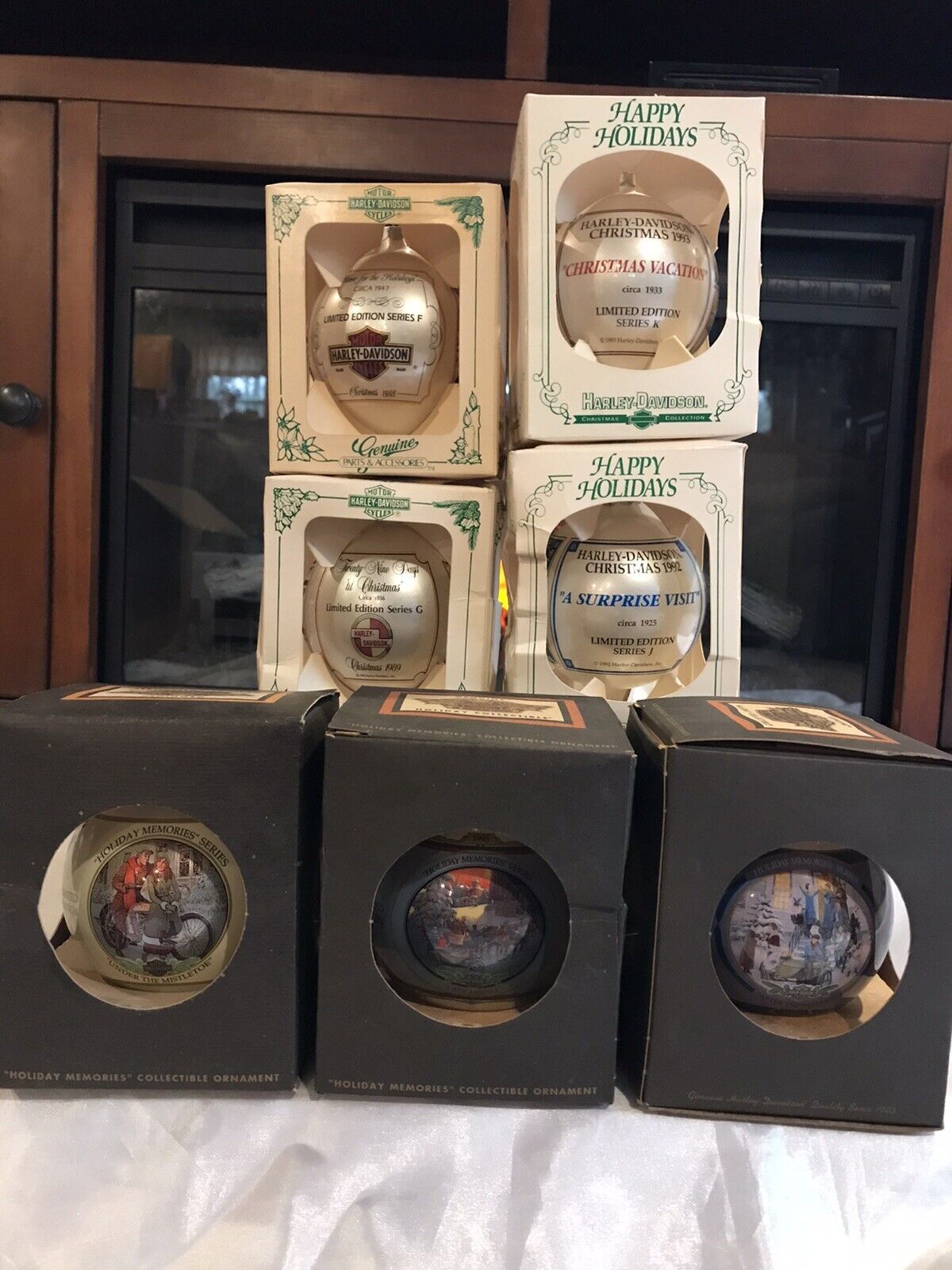 Vintage Limited Edition Harley Davidson Boxed Christmas Bulb Ornaments Lot Of 7
