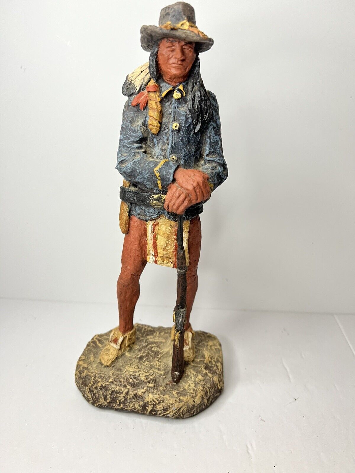Daniel Monfort Native American Union Soldier Sculpture Signed And Dated 1986
