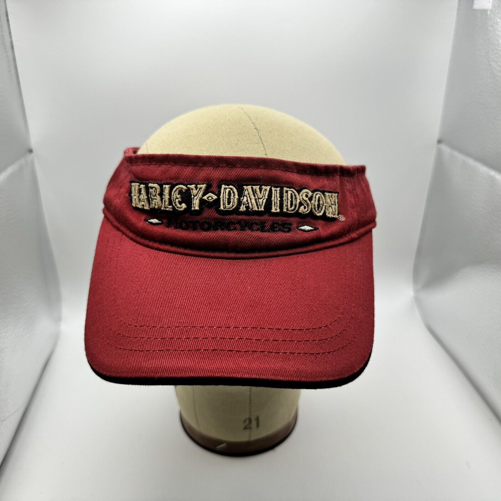 HARLEY DAVIDSON Visor Hat Cap Red Adjustable Strap Back Motorcycle Biker