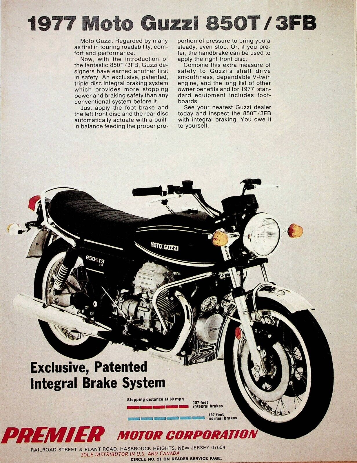 1977 Moto Guzzi 850T 3FB - Vintage Motorcycle Ad