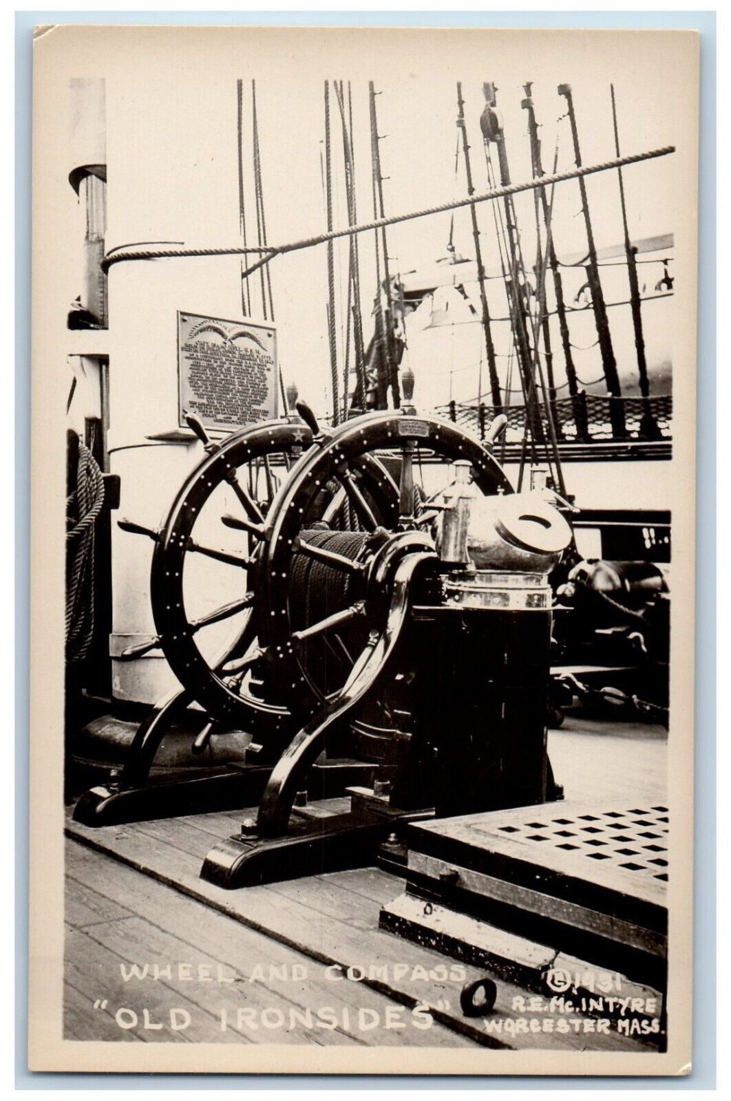 Worcester Massachusetts MA Postcard RPPC Photo Wheel And Compass c1910\'s Antique