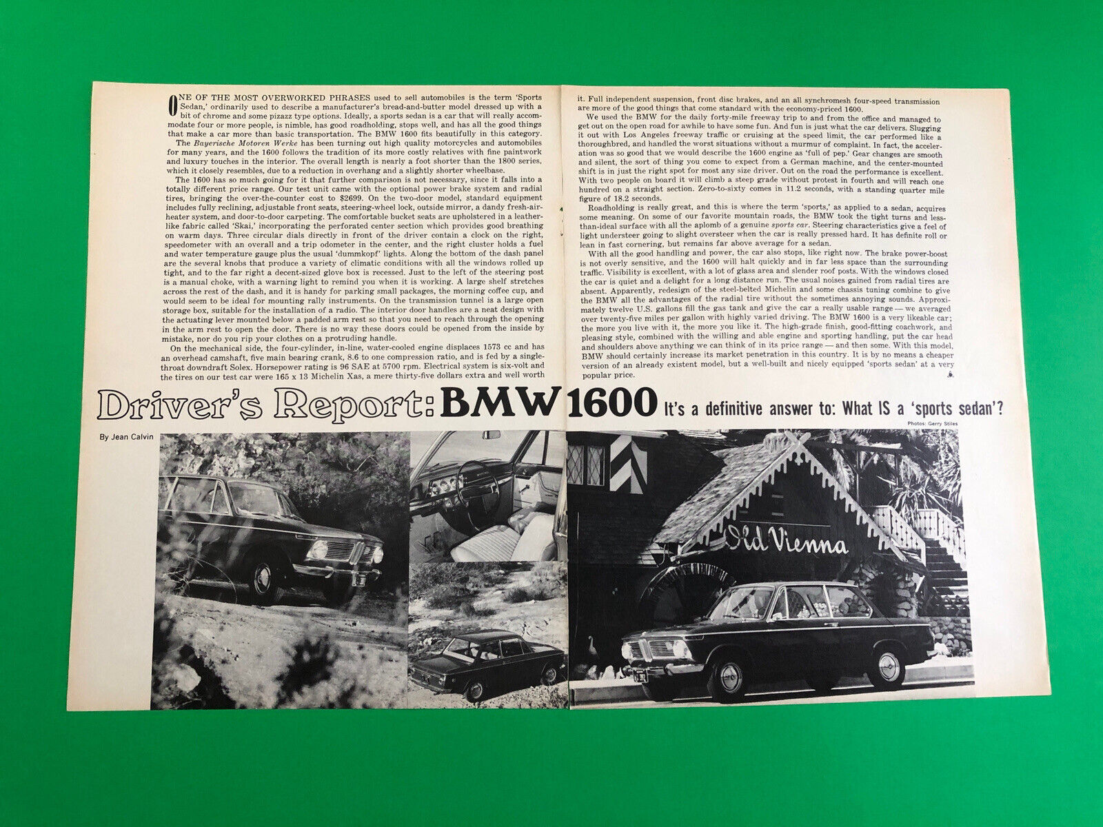 1965 BMW 1600 ORIGINAL 2 PAGE ROAD TEST VINTAGE PRINT AD ARTICLE