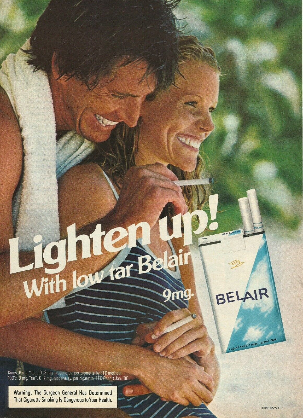 1981 Belair Cigarettes Tobacco vintage print ad 80\'s advertisement