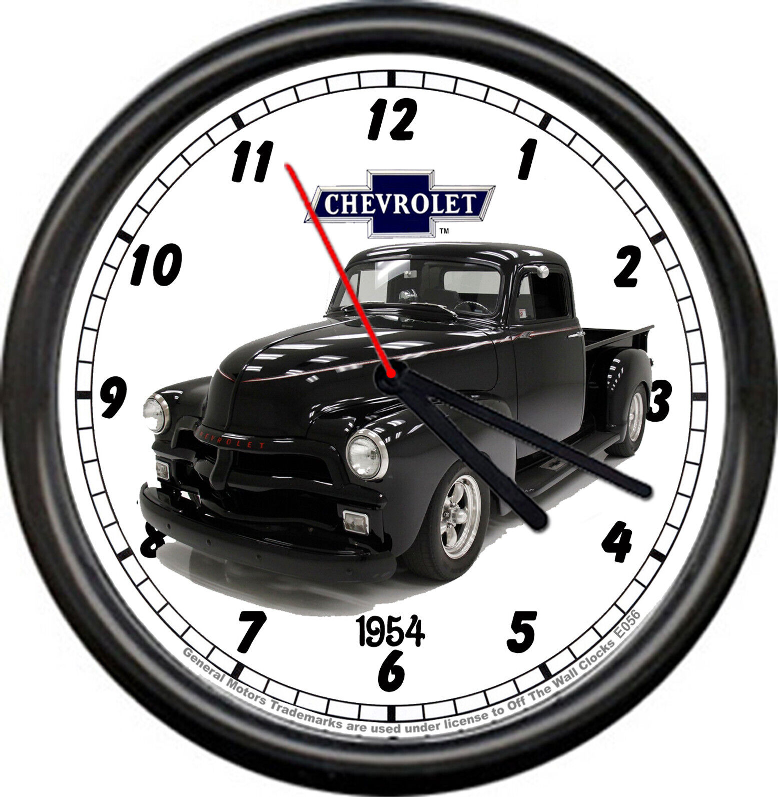 Licensed 1954 Chevy Pickup Truck Black 54 Vintage General Motors Wall Clock