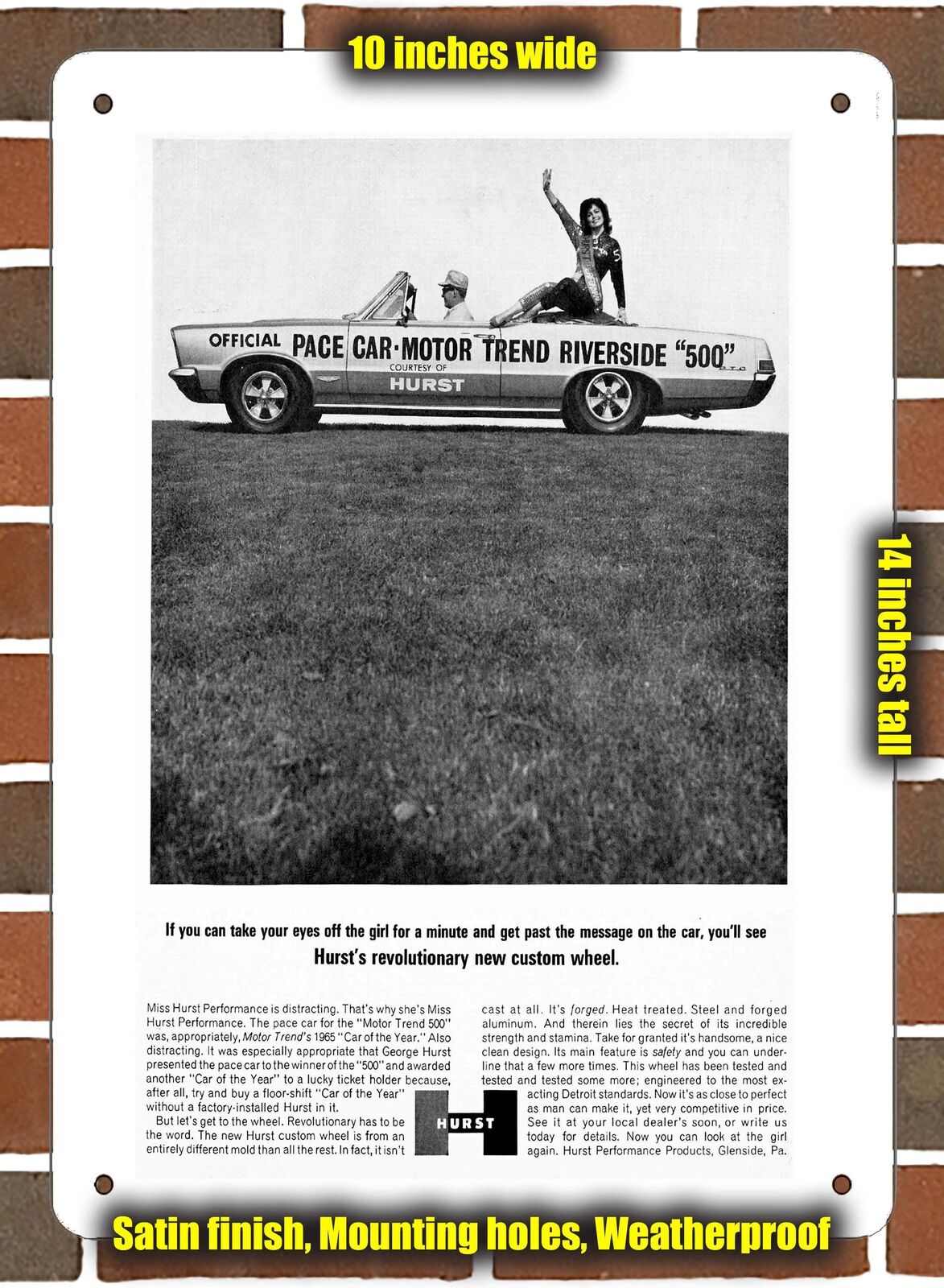 Metal Sign - 1965 Hurst Custom Wheel - 10x14 inches