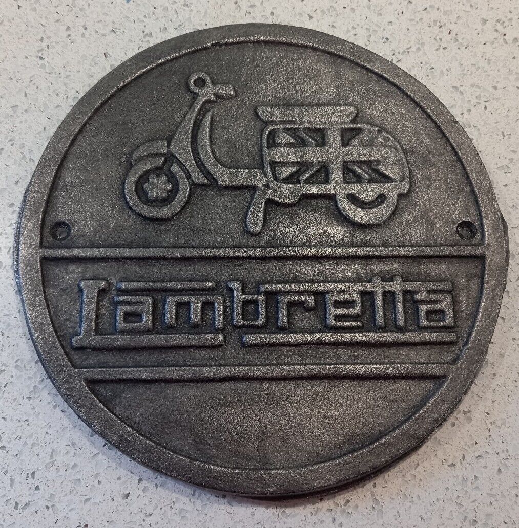 Lambretta Cast Aluminium Italian Scooter Motorcycle Sign Logo Decoration Plaque