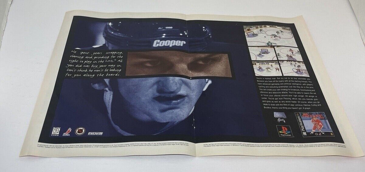 1997 NHL Faceoff 97 Vintage Art Full Small Print Ad Hockey