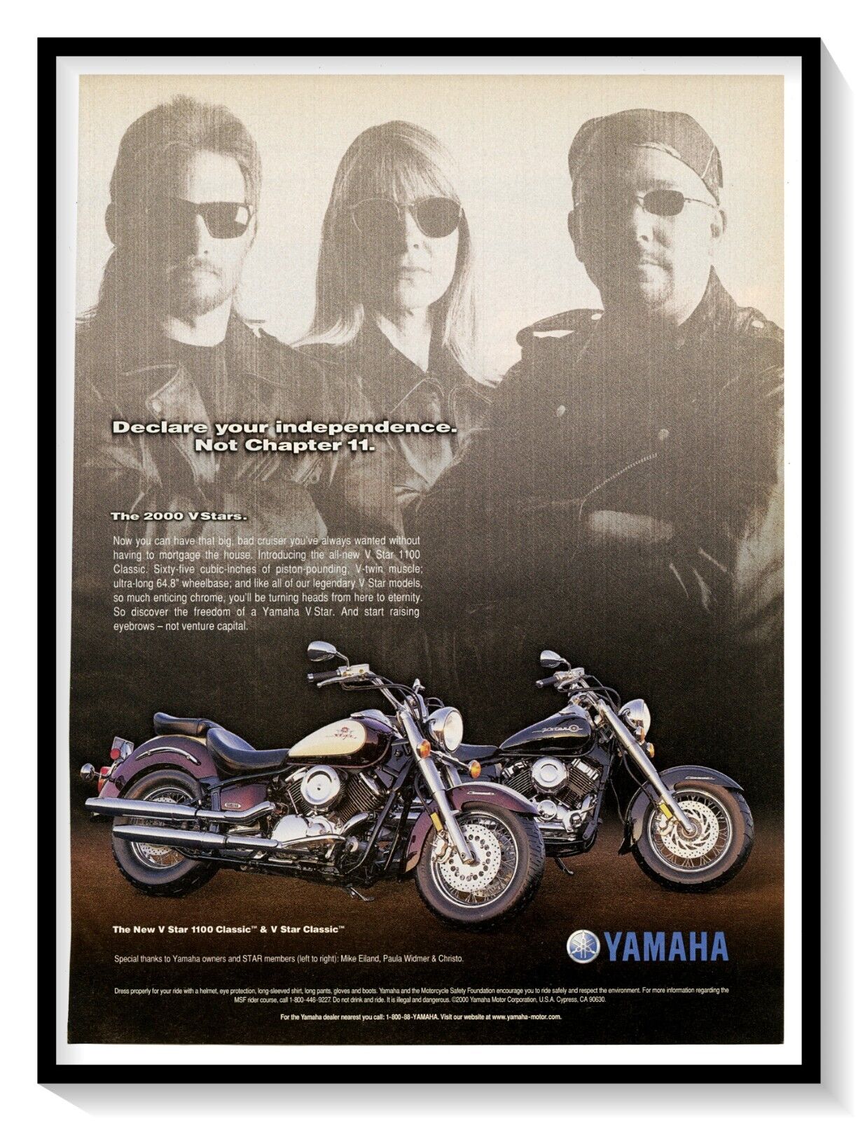 Yamaha V Star Motorcycle Print Ad Vintage 2000 Magazine Advertisement