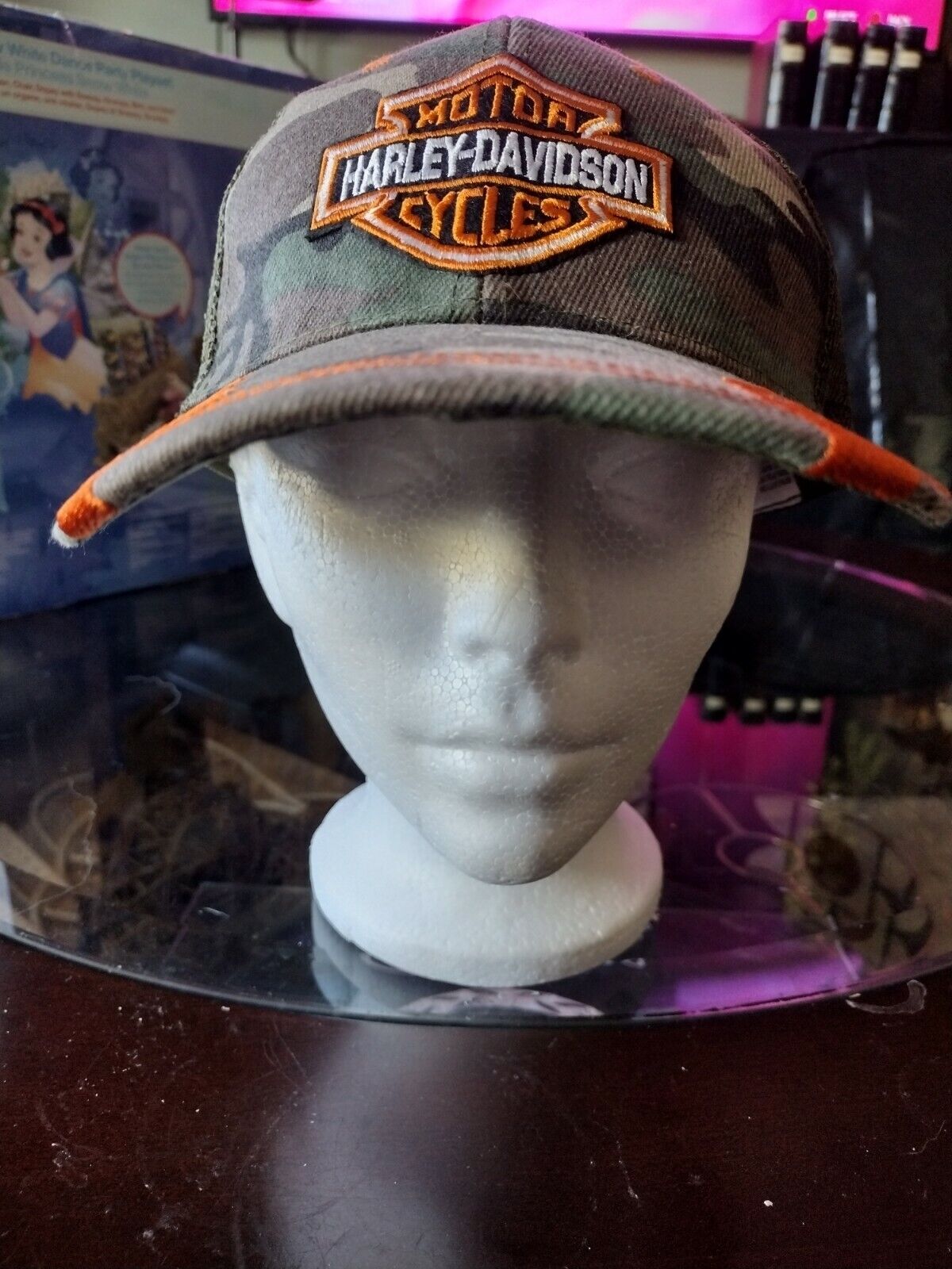 Harley Davidson Motorcycles Camo Hat Cap With Flames NWT Adjustable