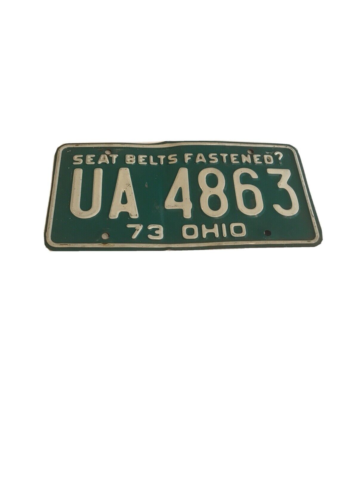 Vintage 1973 Ohio License Plate UA 4863