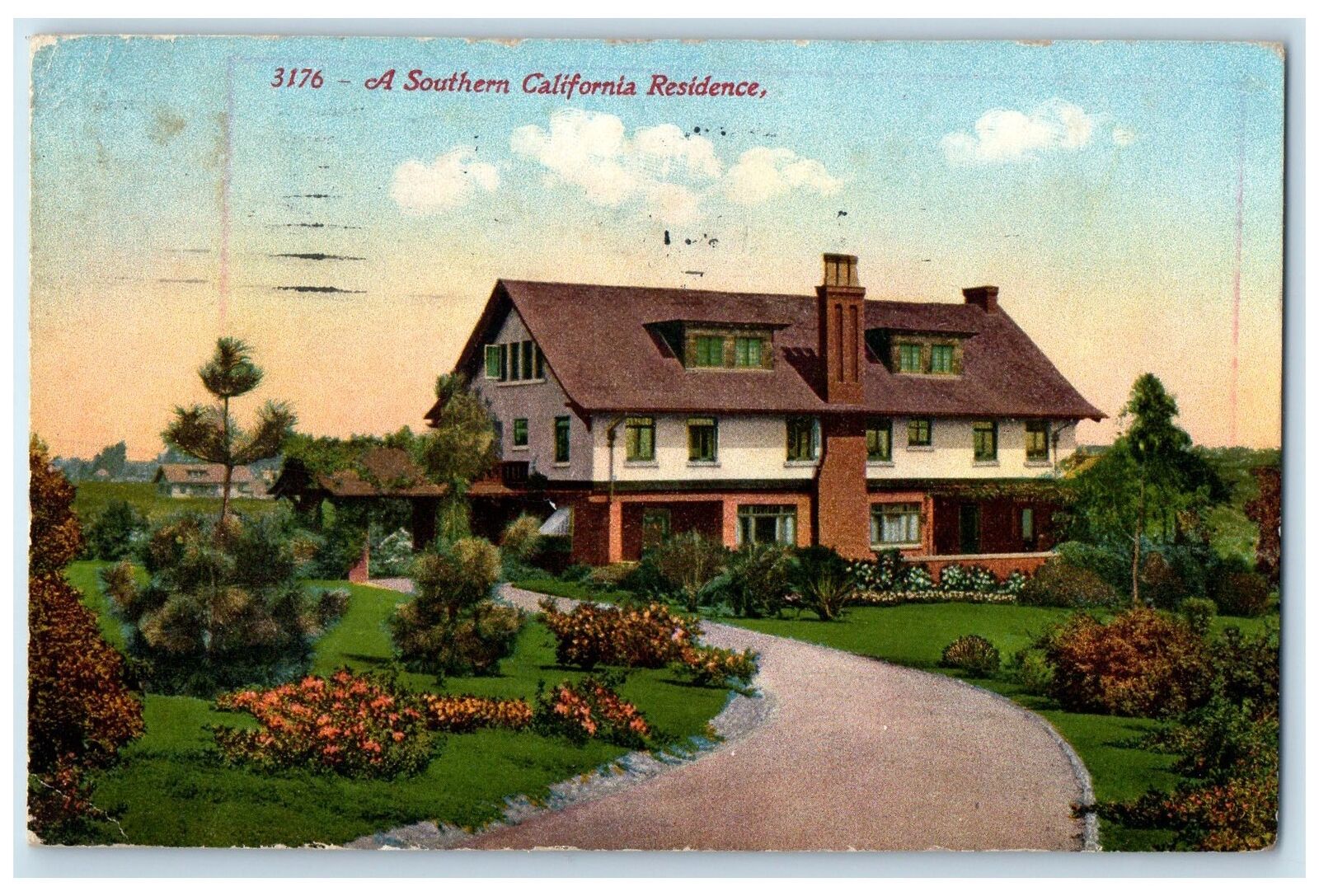 1914 A Southern California Residence Exterior Pasadena California CA Postcard