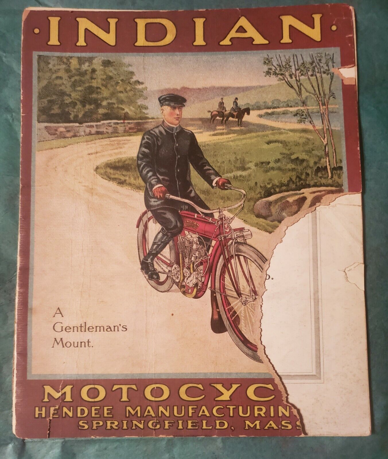 1910 Indian Motocycle Sales Catalog, ORIGINAL Not a Repo Condition is poor