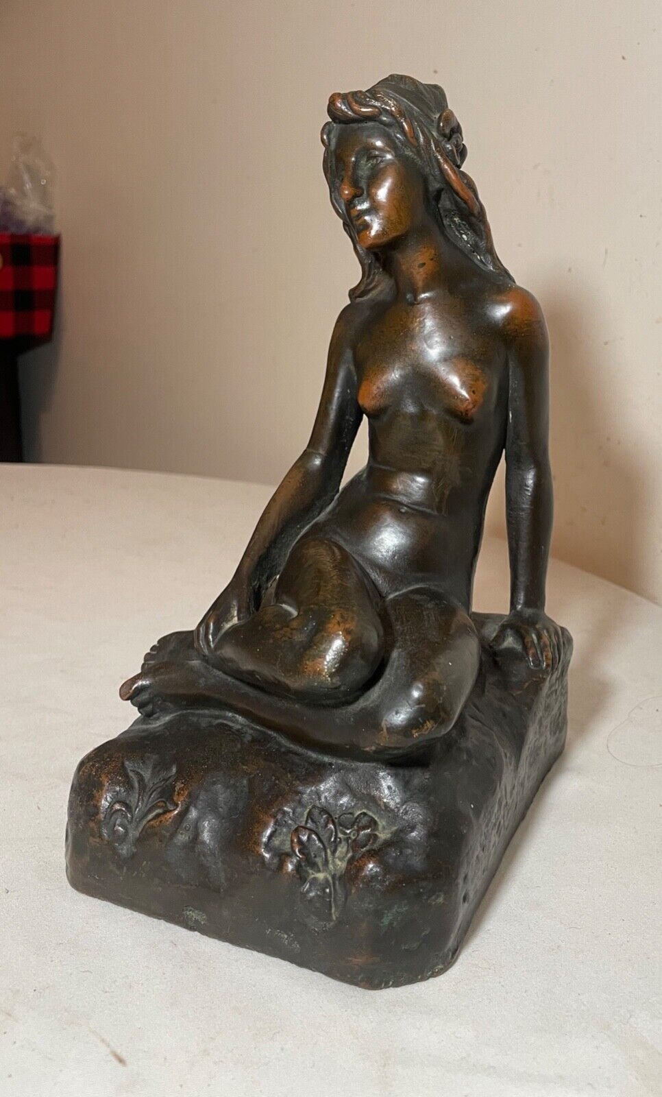 LARGE Antique KBW Kathodian Bronze Clad Nude Lady Bust Art Statue sculpture