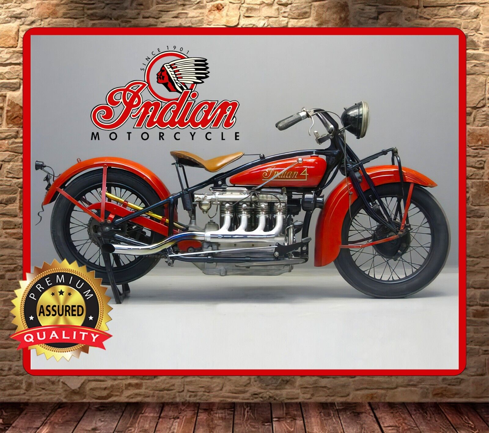 Indian Motorcycles - 1928 - 401 -Vintage - Metal Sign 11 x 14