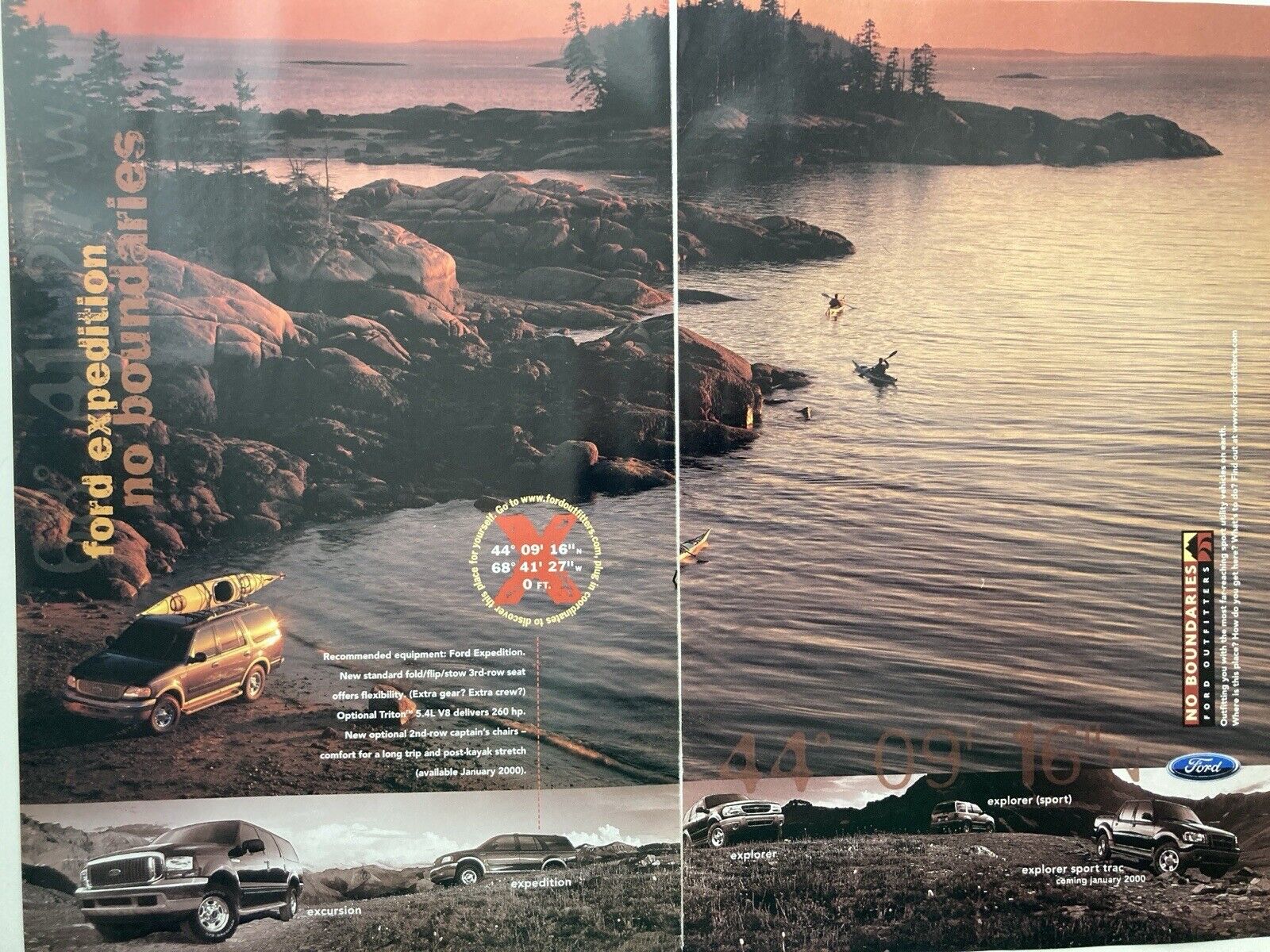 2000 Ford Expedition Excursion Explorer Sport Trac Two Page Print Ad