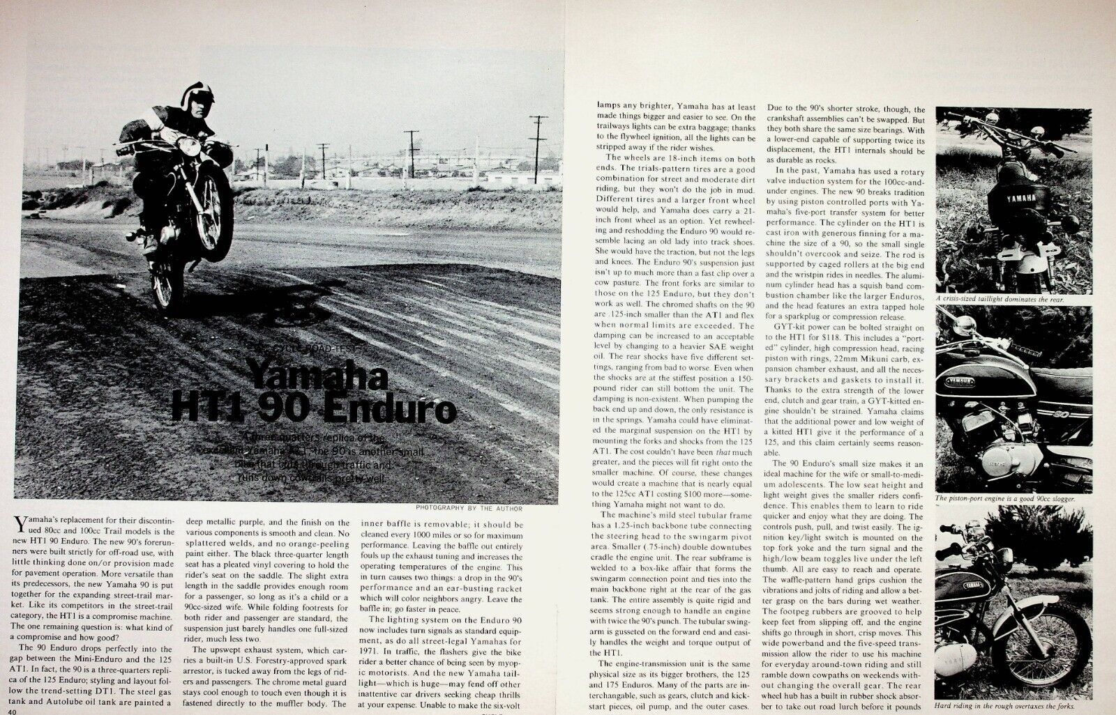 1971 Yamaha HT1 90 Enduro Motorcycle Road Test - 3-Page Vintage Article