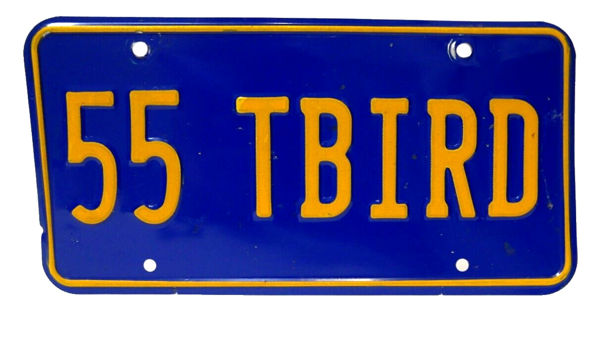 1955 Ford 55 TBird THUNDERBIRD Blue Yellow License Plate Car Tag