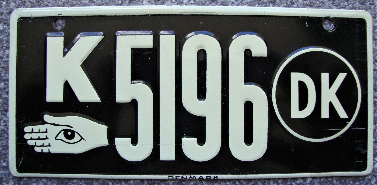 Denmark Wheaties Bicycle License Plate - Nifty Ear Hand Symbol - 1953