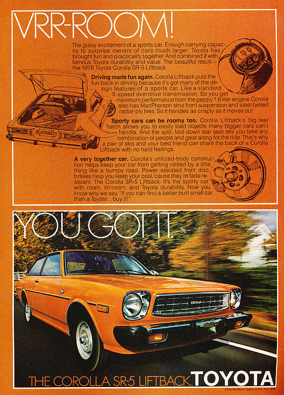 1978 Toyota Corolla - vrr-room -  Classic Vintage Advertisement Ad A65-B
