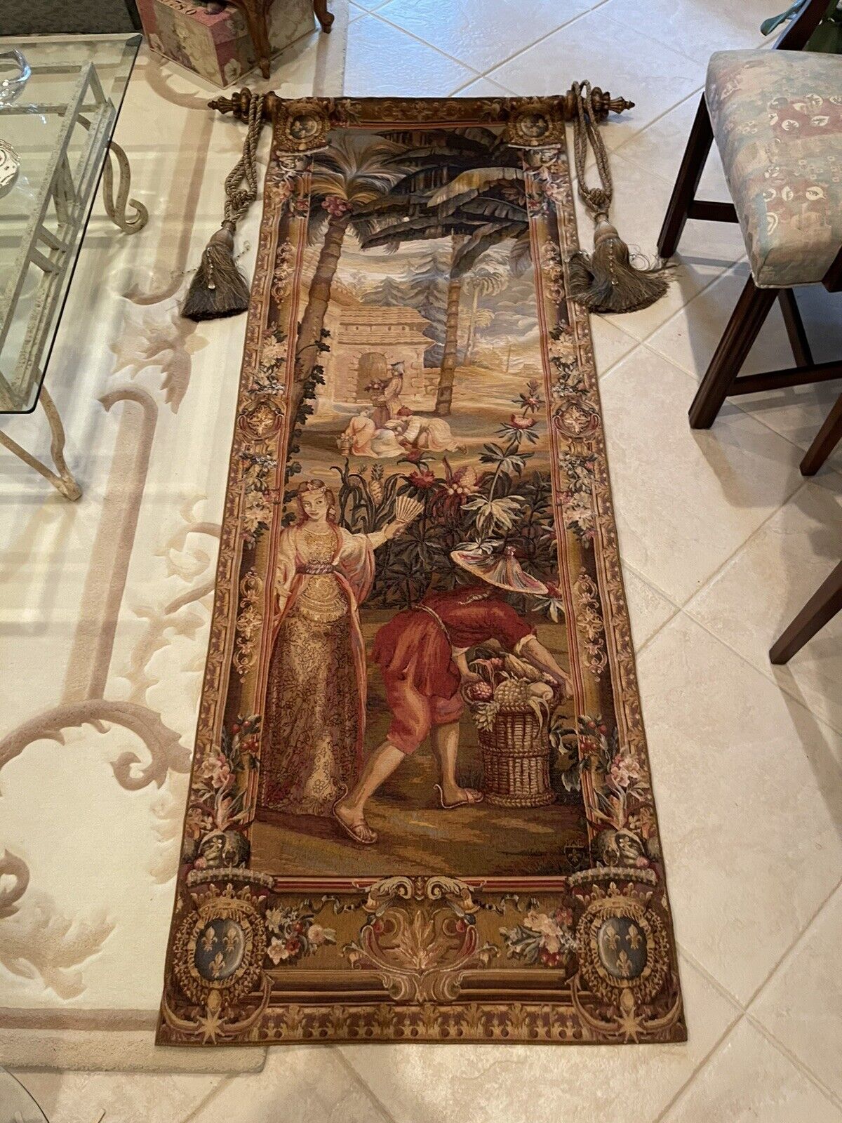 Tapestries LTD. High Point, NC. Wall Hanging. NO Flaws. 2 Tassles & wooden rod.