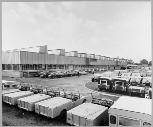 An exterior view of the Rover factory in Solihull, with various ma - Old Photo