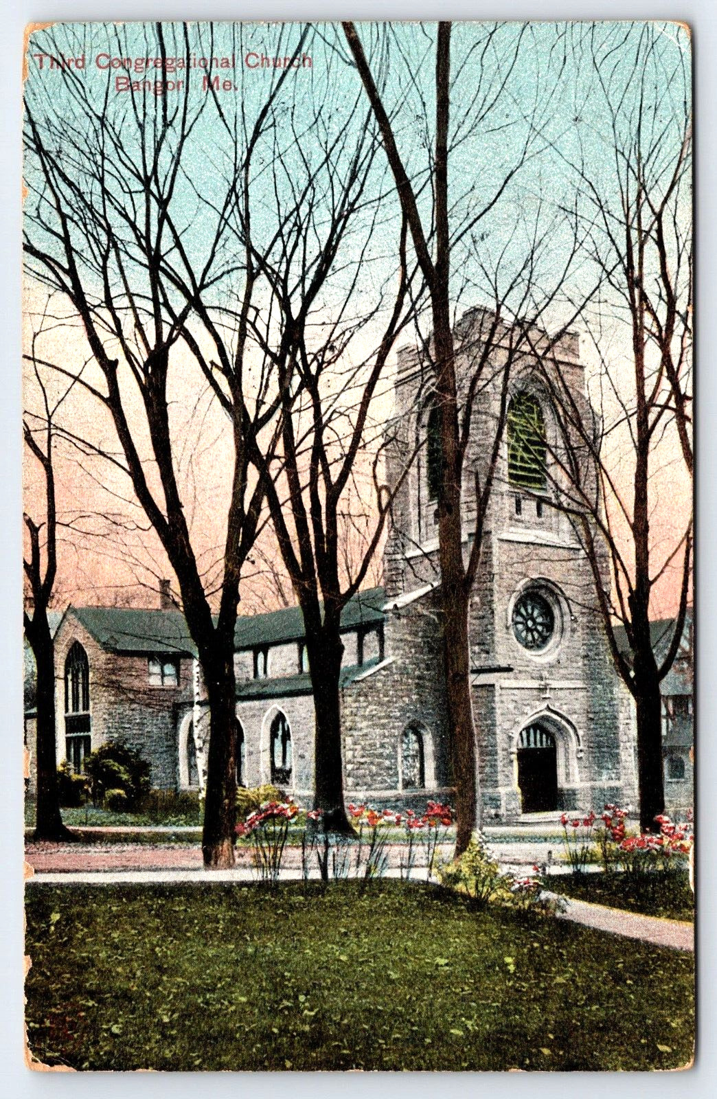 Bangor, ME, Third Congregational Church, Religious Antique Vintage 1908 Postcard