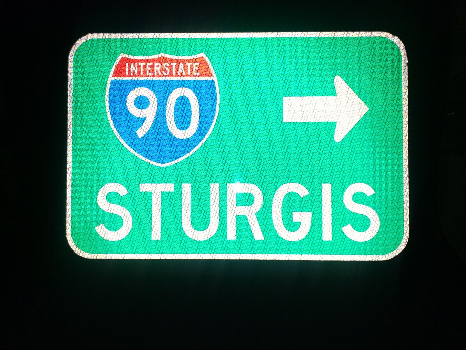 STURGIS Interstate 90 route road sign, South Dakota, Motorcycle, Harley Davidson