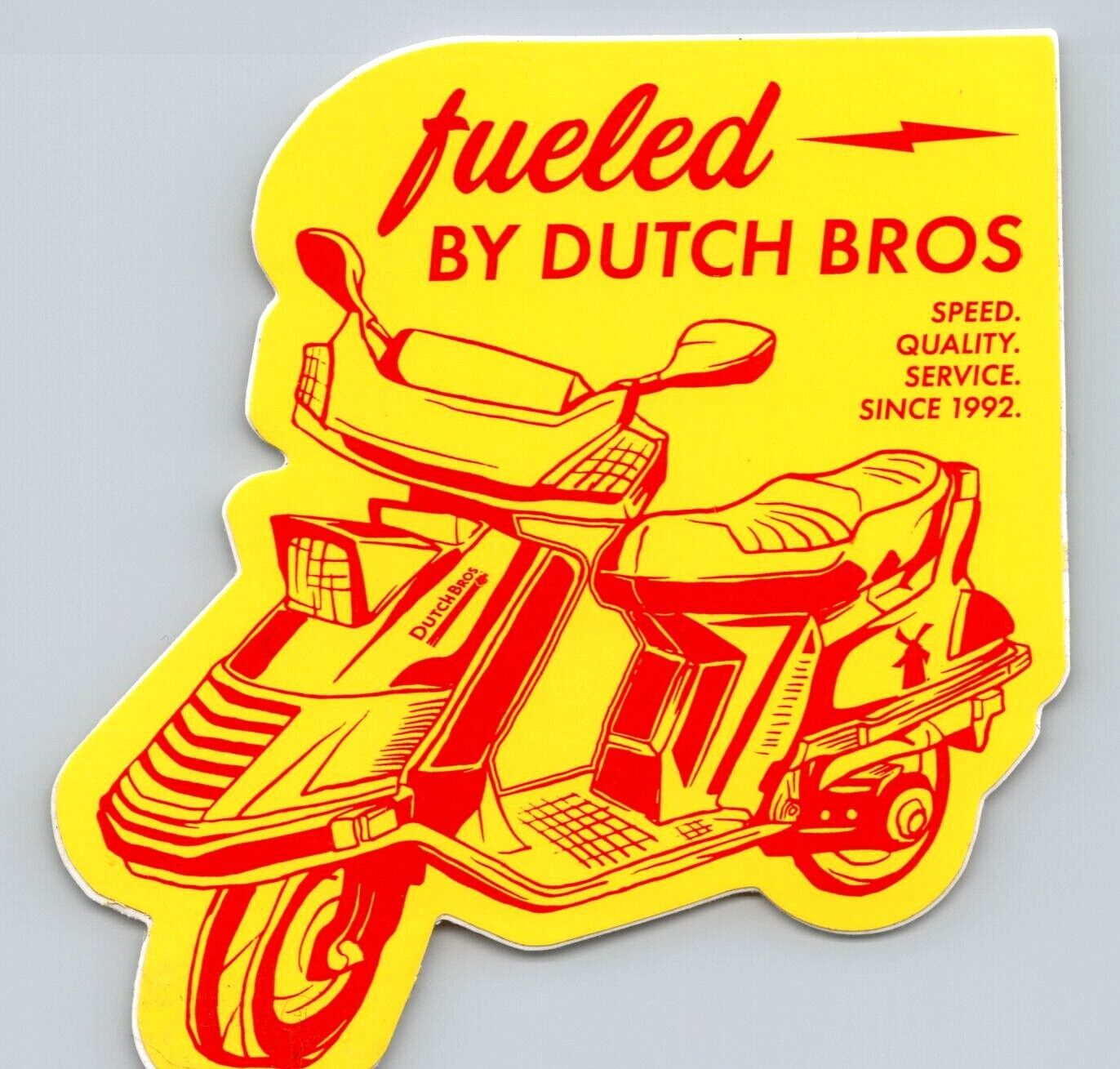 Fueled by Scooter Moped Motorcycle Dutch Bros Coffee Sticker Decal 2020 July