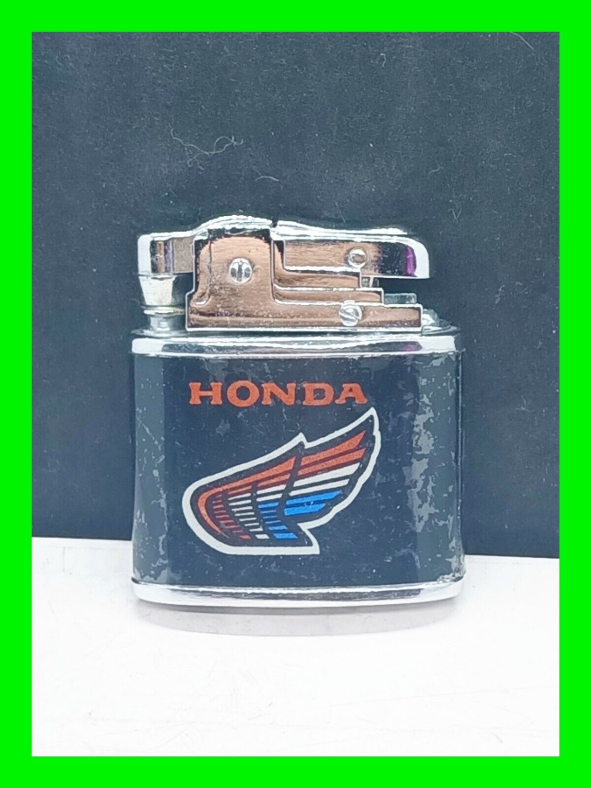 Unfired Vintage Red White And Blue Honda Petrol Lighter ~ Excellent Working Cond