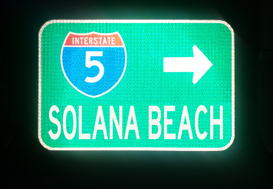 SOLANA BEACH Interstate 5 route road sign, California, Encinitas, Del Mar,