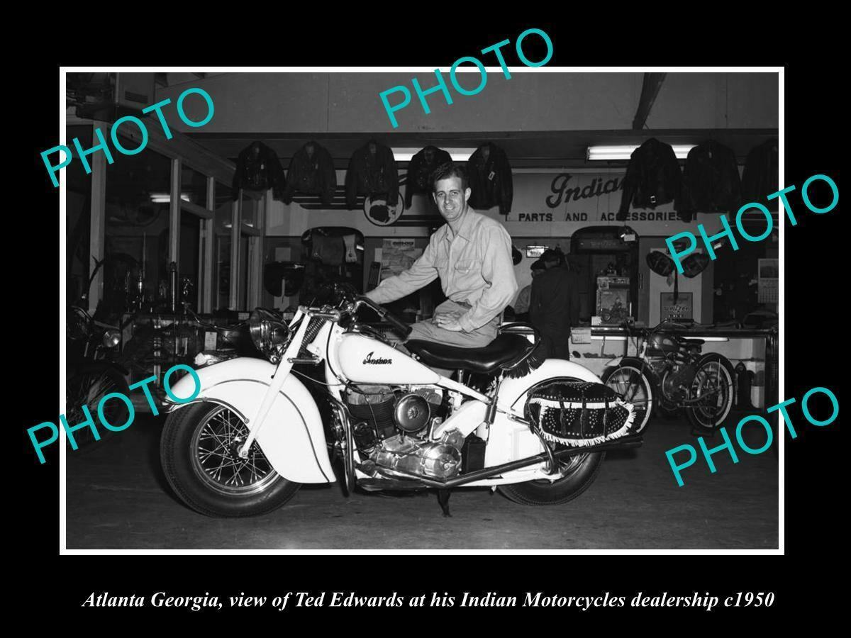OLD 8x6 HISTORIC PHOTO OF ATLANTA GEORGIA THE INDIAN MOTORCYCLE STORE c1950