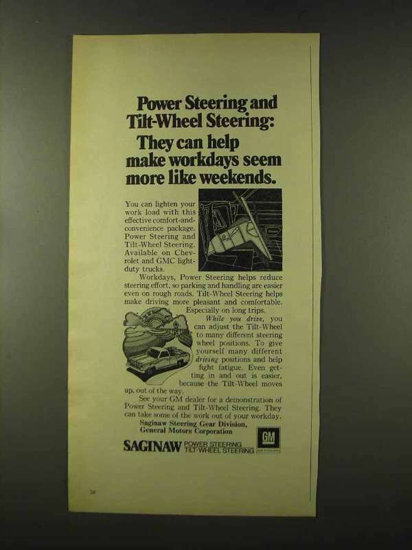 1973 GM Saginaw Power Steering & Tilt-Wheel Steering Ad