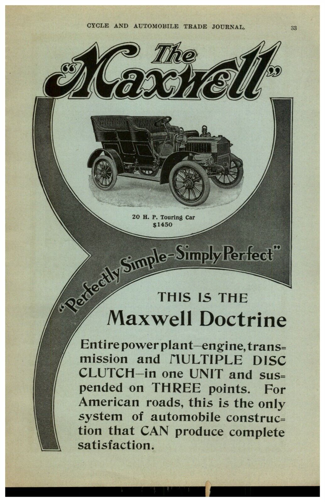 1906 PAPER AD 4 PG The Maxwell Car Auto Automobile 40 HP 4 Cylinder Touring 