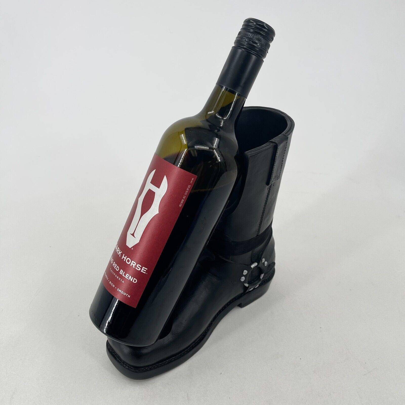 Harley Davidson Motorcycle Biker Bar & Shield Logo Black Boot Wine Bottle Holder