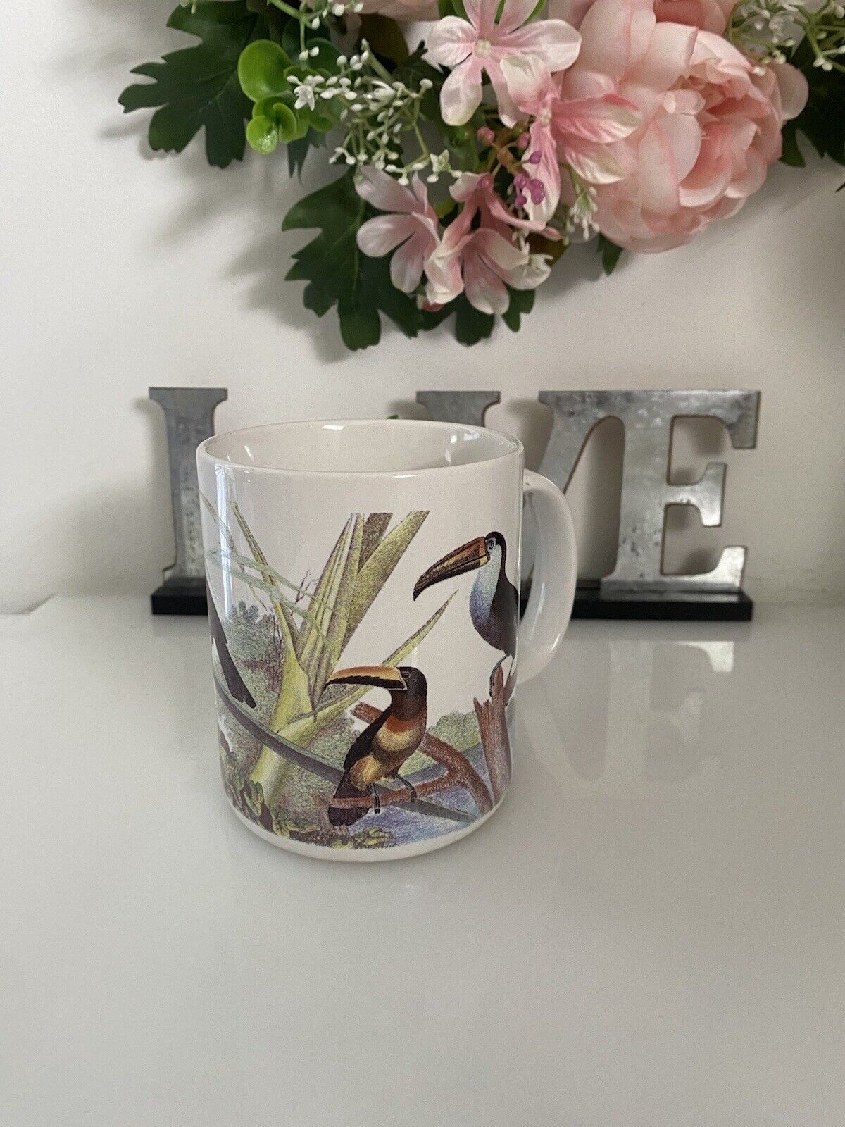 The Nature Company 1990 Coffee Mug 12oz Toucan Exotic Birds Vtg Rare Collectible