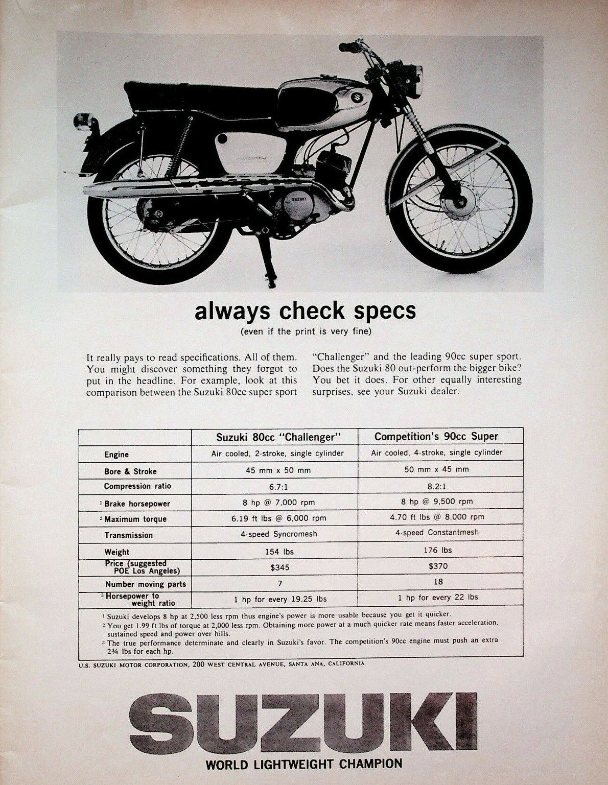 1965 Suzuki Super Sport & Challenger - Vintage Motorcycle Ad