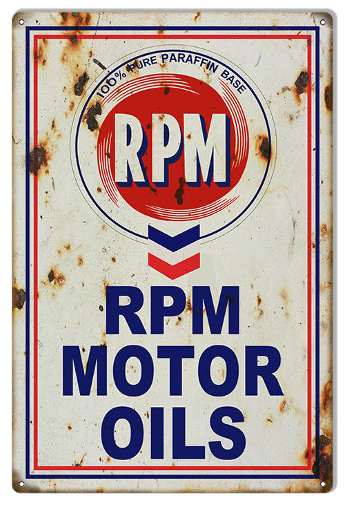 Large Reproduction RPM Motor Oils Sign 16X24