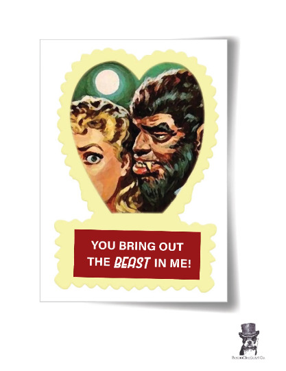 Vintage Monster Movie Valentines - Retro Remakes 6-pack for your love.